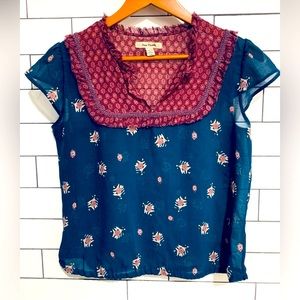 Free People Sheer Cropped Cap Sleeve blouse - size L